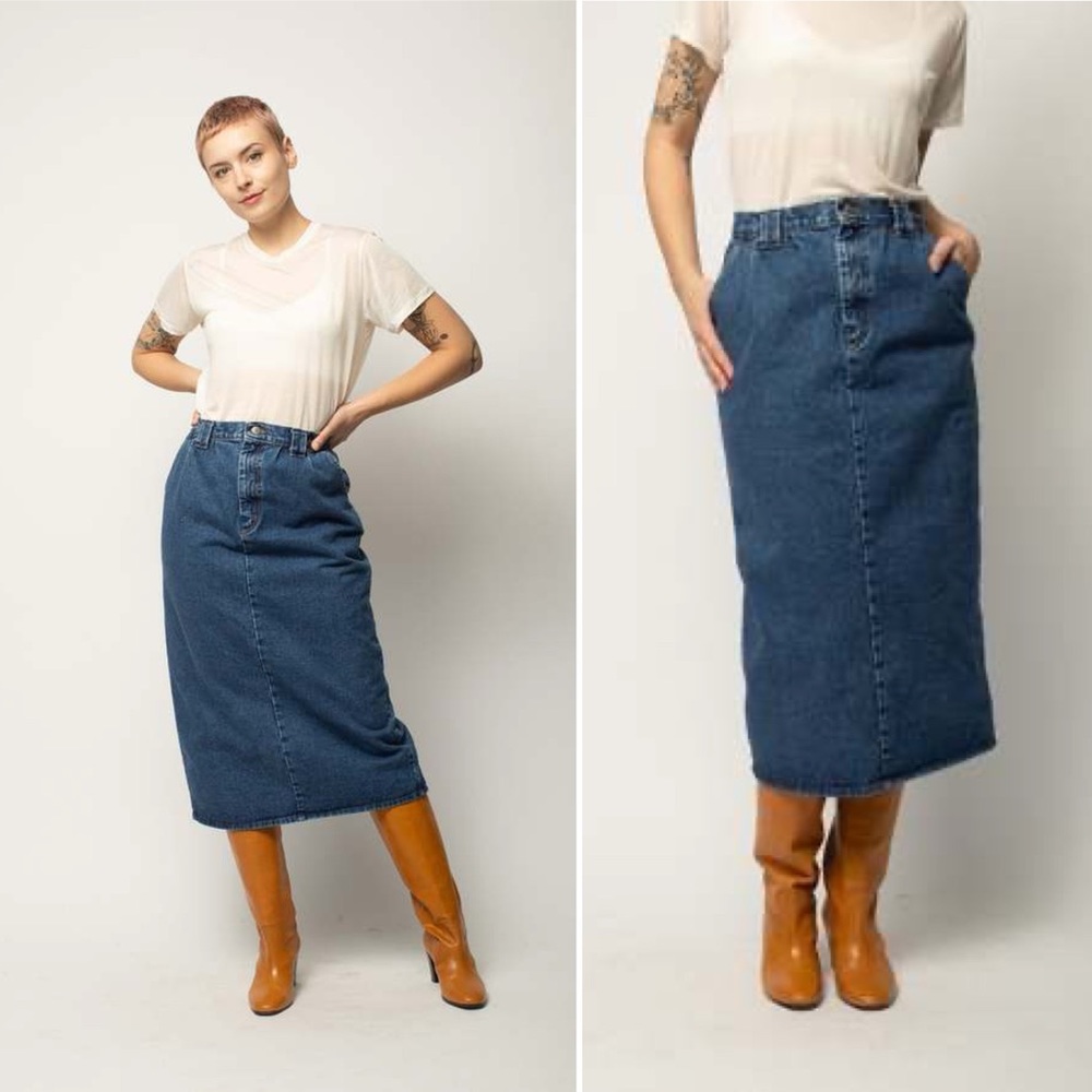 Vivaldi High Rise Denim Midi Skirt